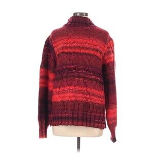 Bianca G. Womens Sz M Italian Red Chunky Wool Turtleneck Knit Sweater &‎ Hat NEW